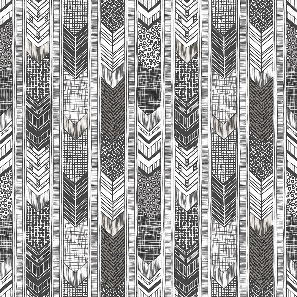 Galerie Global Fusion Boho Chic Style Monochrome Wallpaper Image 1