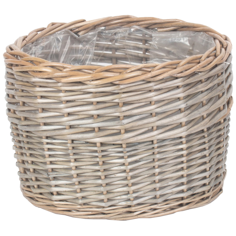 Red Hamper Large Round Antique Wash Wicker Planter Image 1