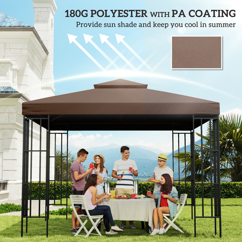 Outsunny 3 x 3m 2-Tier Coffee Gazebo Canopy Replacement Cover Image 6