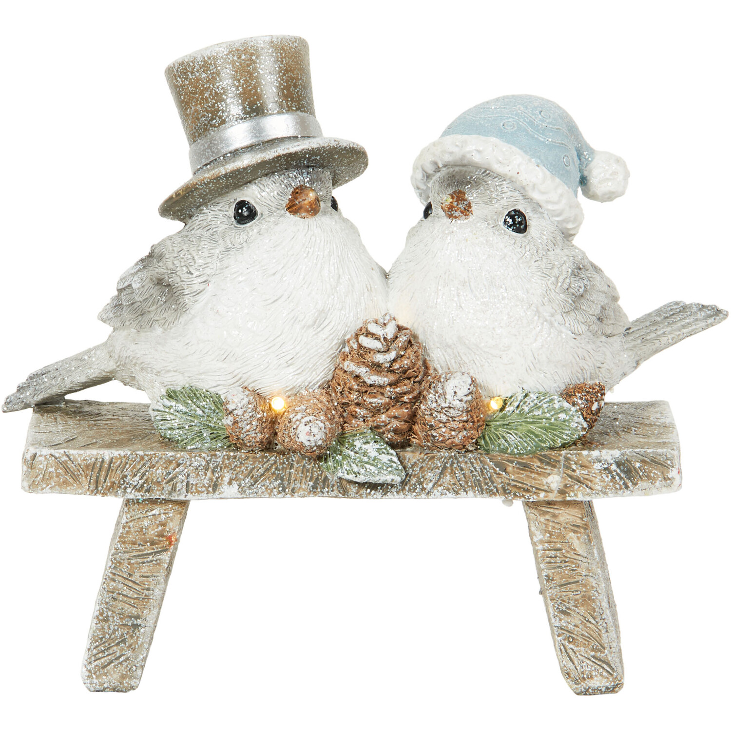 LED Robin Couple On Bench Image 2