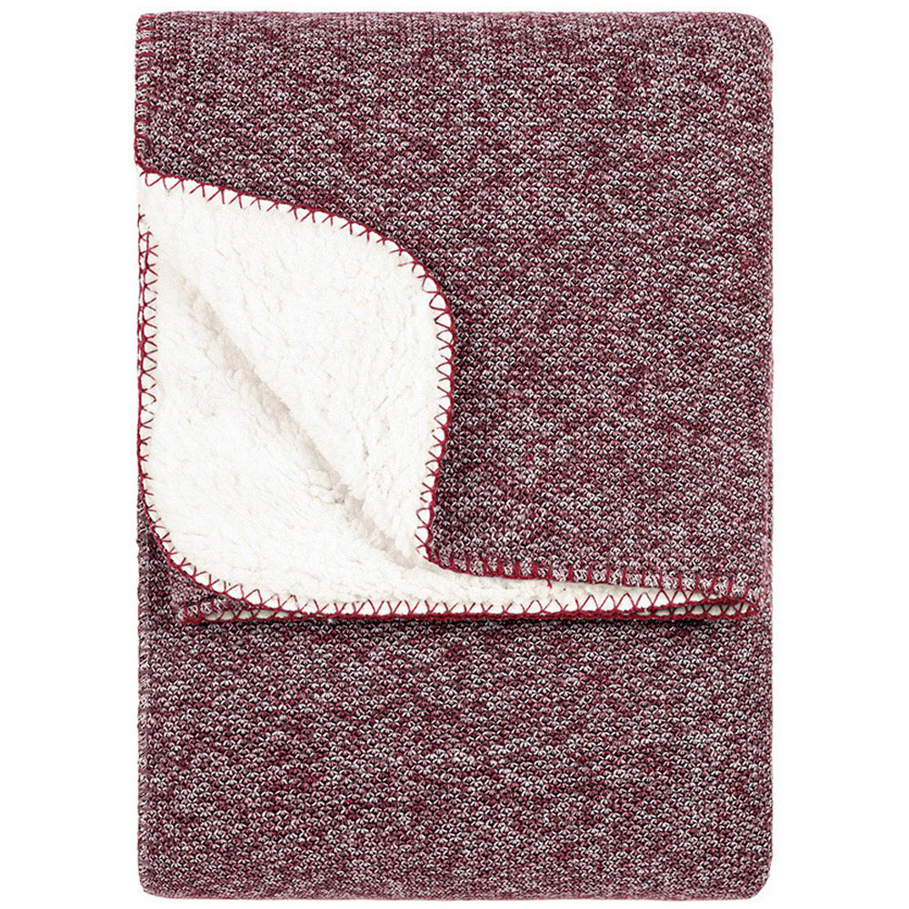furn. Nurrel Berry Knitted Throw 130 x 180cm Image 1