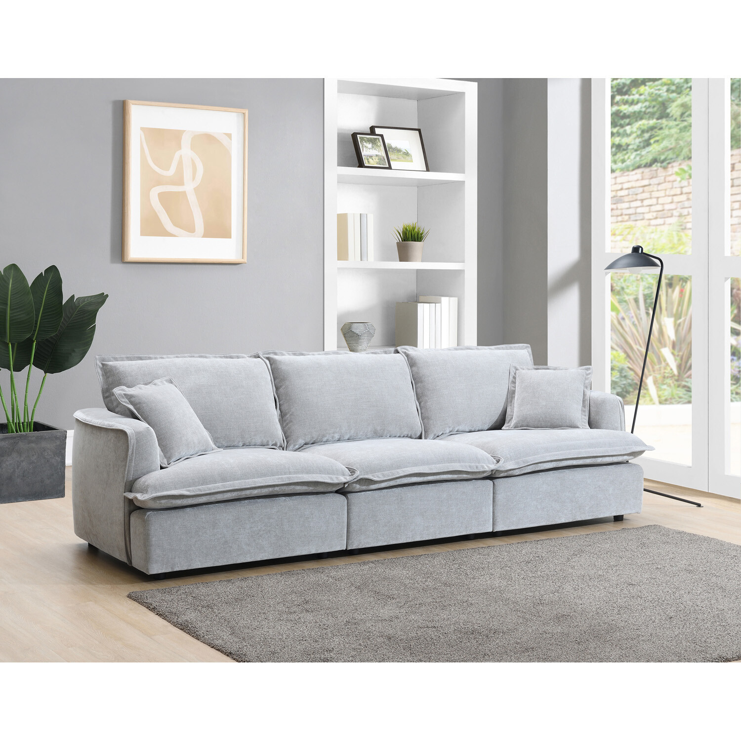 Molly 3 Seater Sofa with Ottoman - Grey Image 3