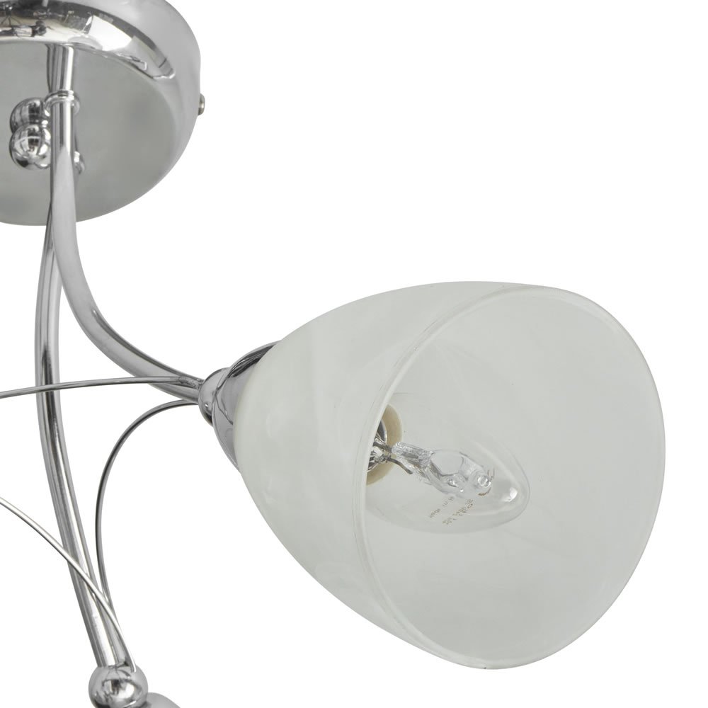 Wilko 3 Arm Chrome Ceiling Light with Glass Shades Image 3