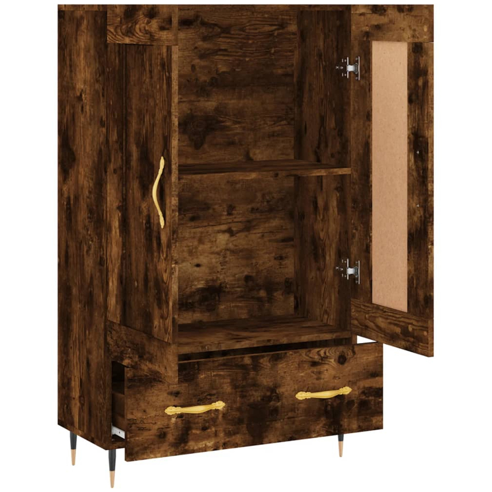 vidaXL 2 Door Single Drawer Smoked Oak Highboard Image 6