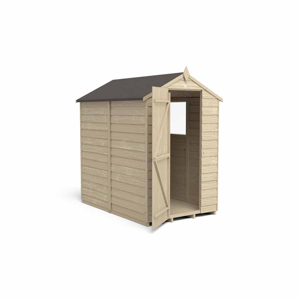 Forest Garden 6 x 4ft Overlap Pressure Treated Apex Shed with Window Image 5