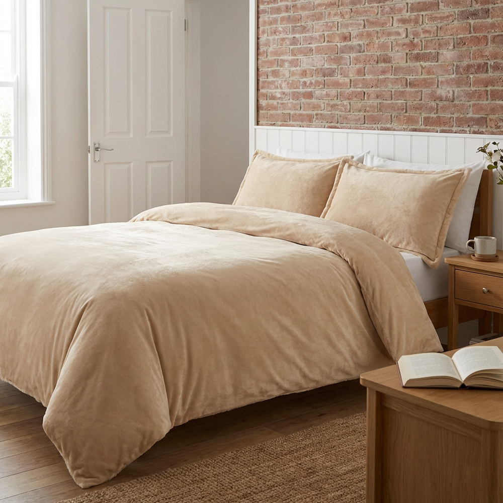 Selena Velvet Duvet Set Natural King Image 6