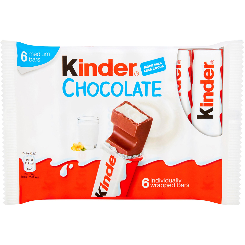 Kinder Medium Chocolate Bars 6 Pack Image 1