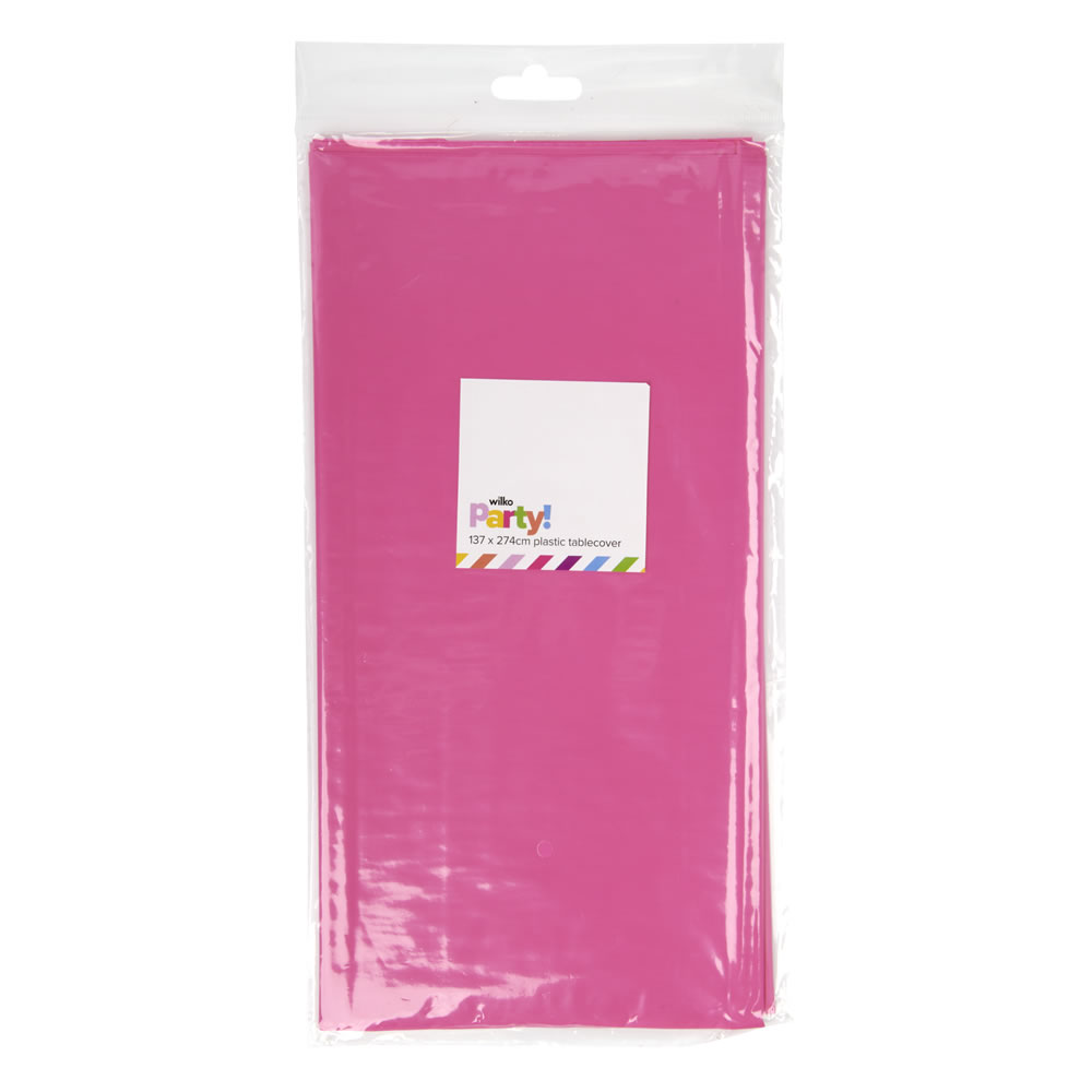 Wilko 137 x 274cm Pink Plastic Table Cover Wilko