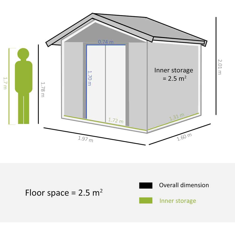 Outsunny Metal Shed Brown 6ft x 5ft Image 8