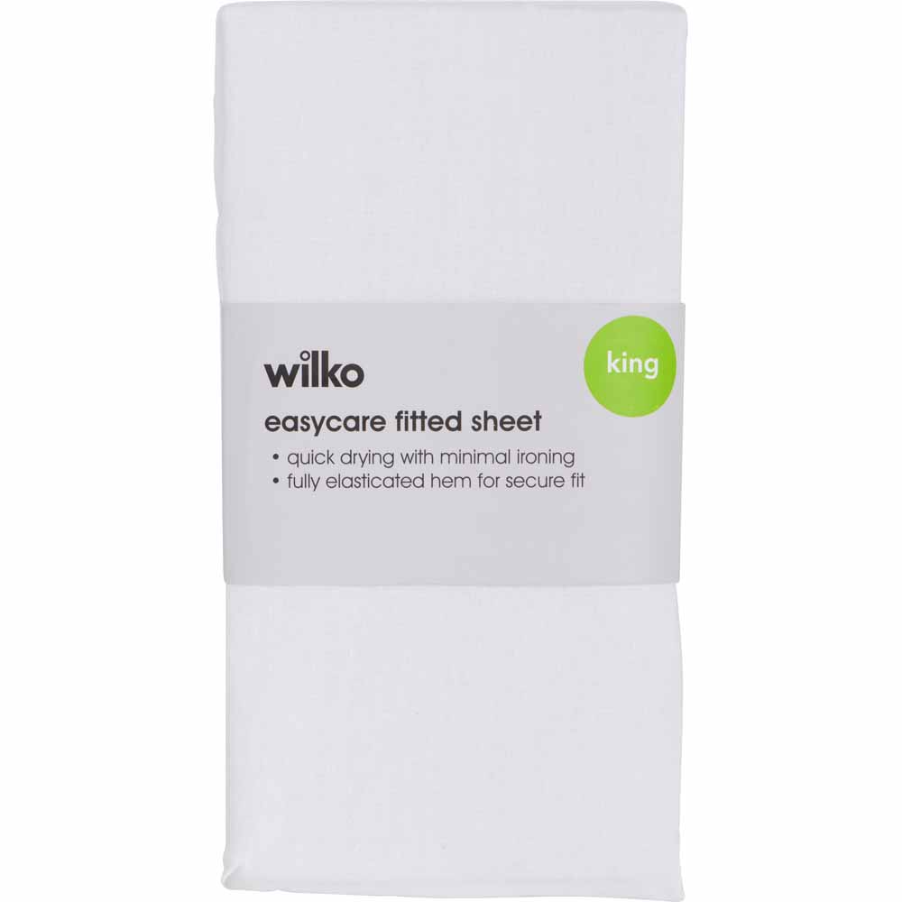 Wilko Easy Care King White Fitted Bed Sheet Image 2