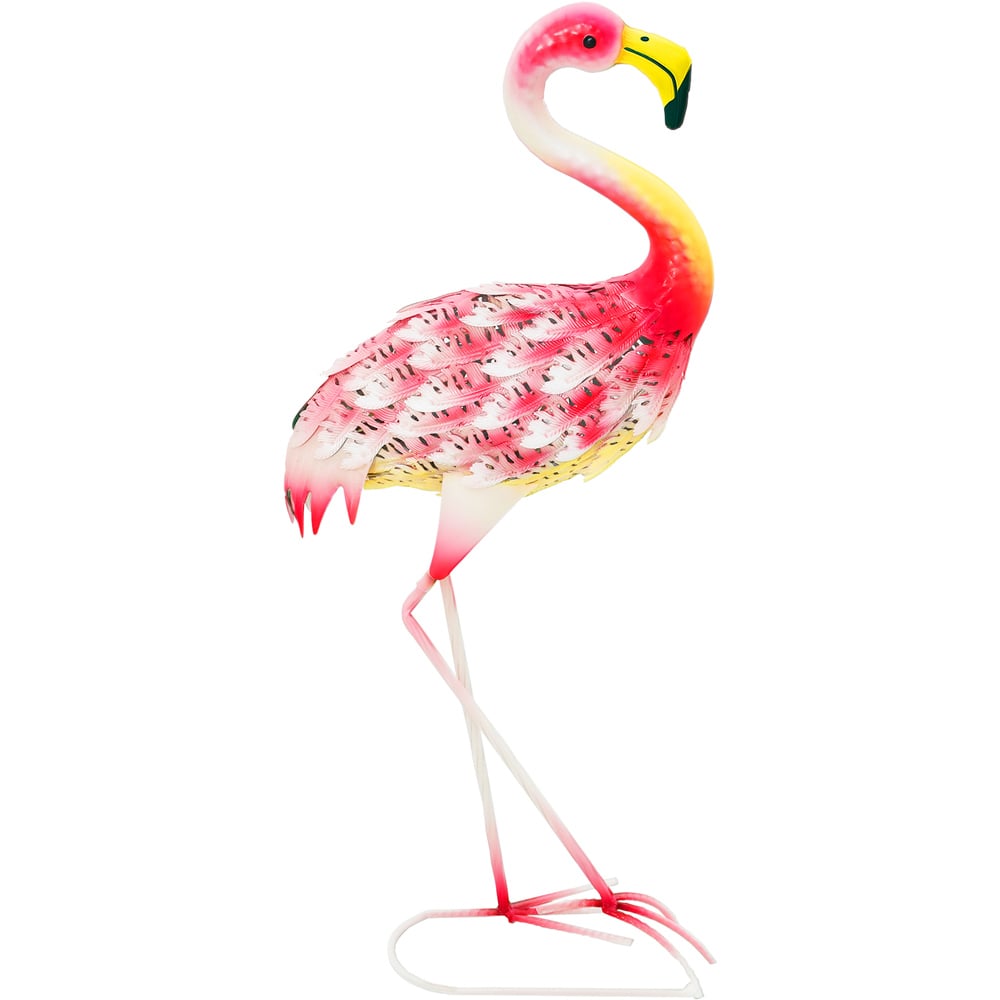 Outsunny Pink Metal Flamingo Garden Ornament with Stake Image 1