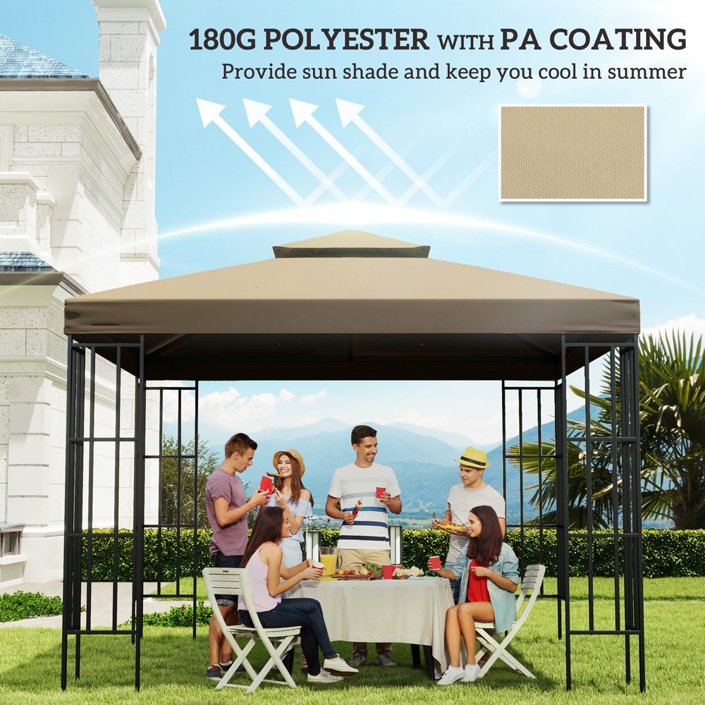 Outsunny 3 x 3m 2-Tier Deep Beige Gazebo Canopy Replacement Cover Image 6