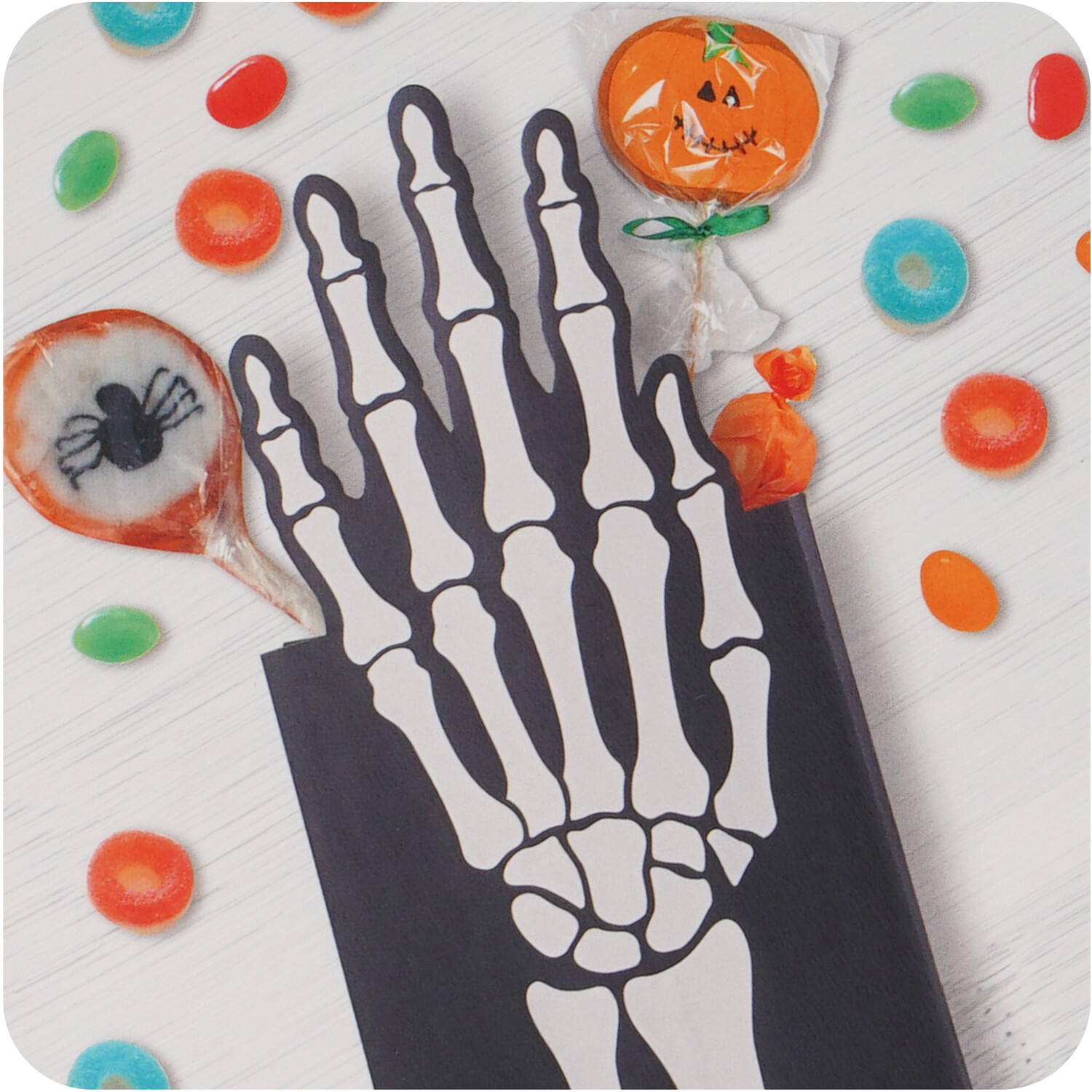Skeleton Hands Treat Bags Black and White Image 4