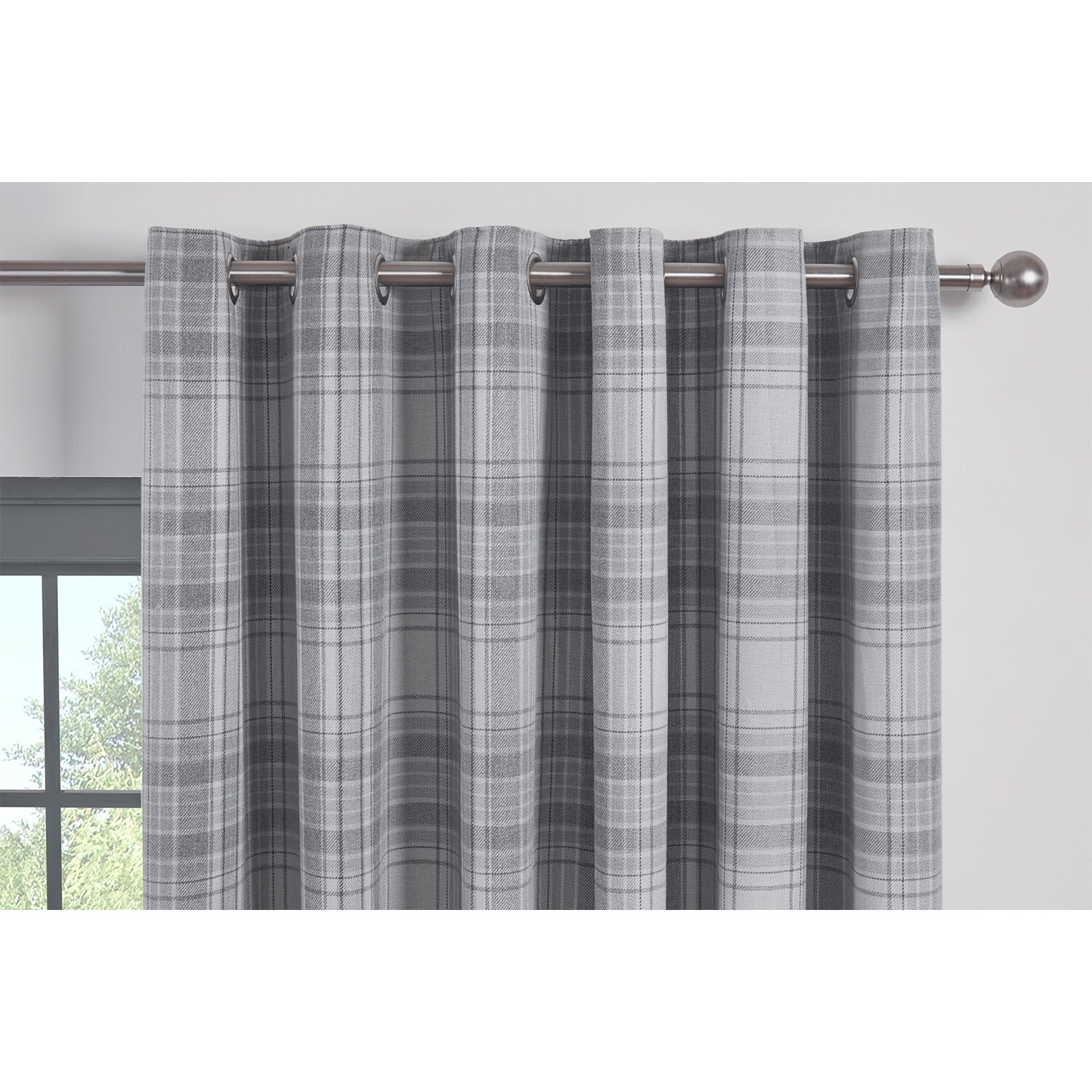 Divante Hatfield Grey Check Blackout Curtains 183 x 168cm Image 3