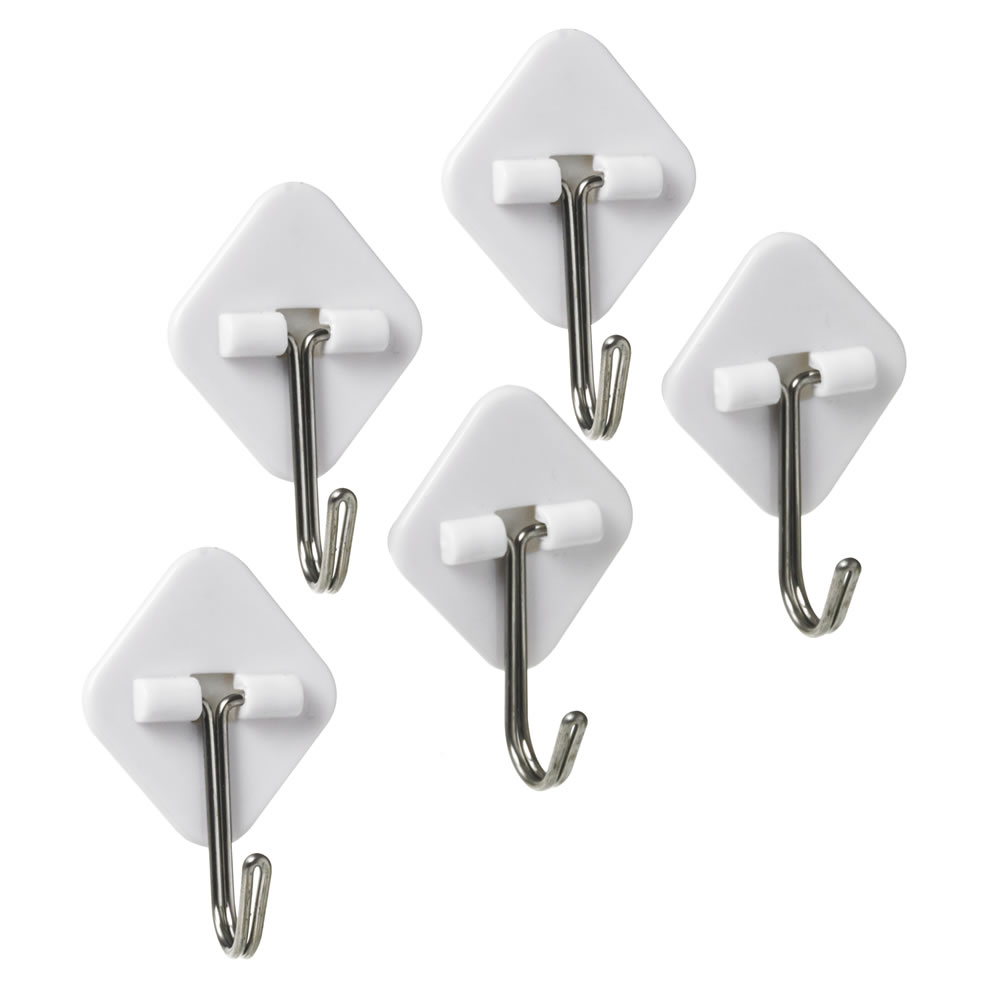 Wilko Diamond Shape Permanent Adhesive Hook 5 pack