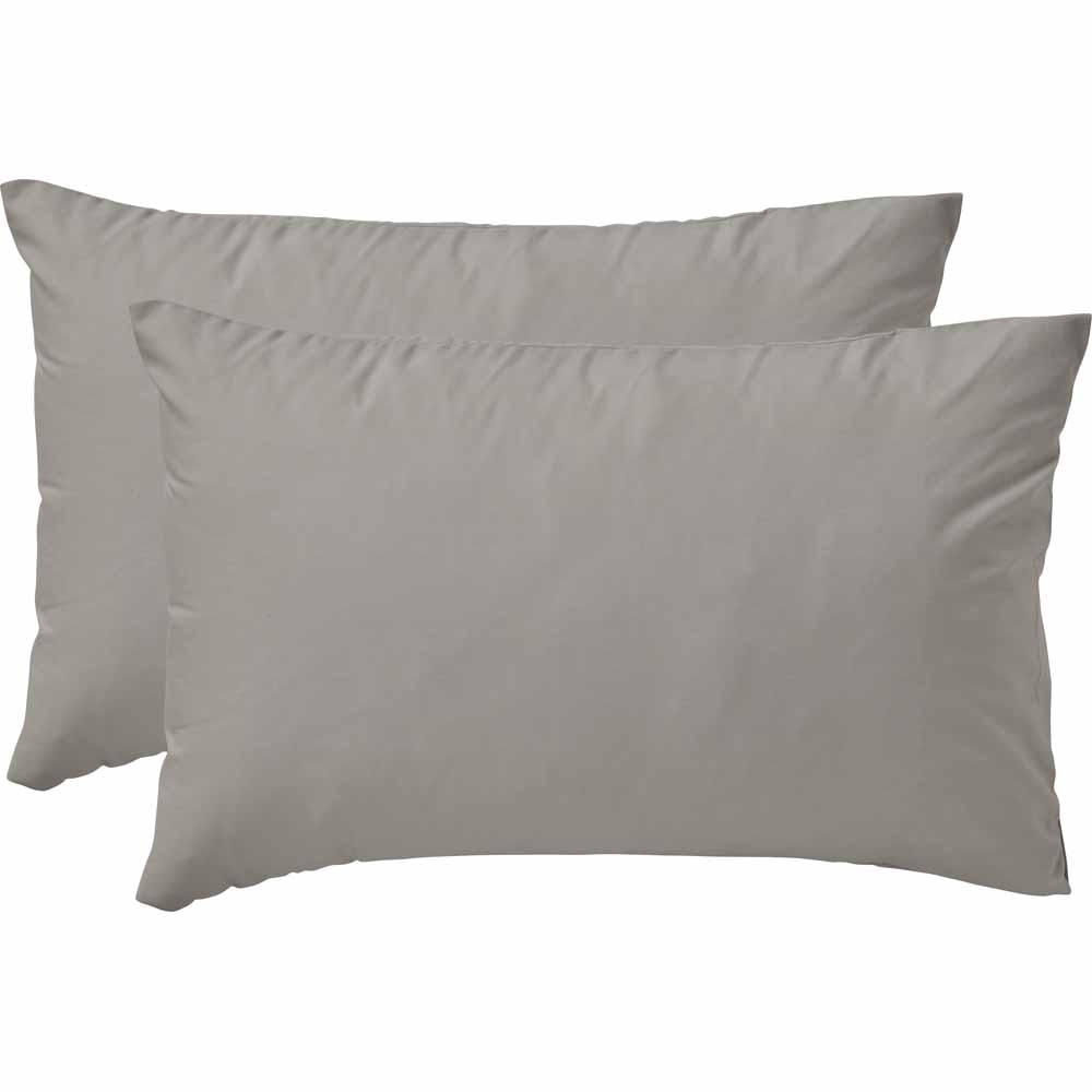 Wilko Silver Anti-Bacterial Housewife Pillowcases 2 Pack Image 1