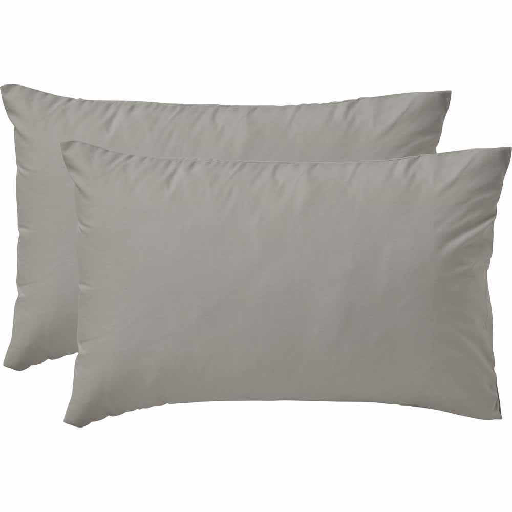 Wilko Silver AntiBacterial Housewife Pillowcases 2 Pack Wilko