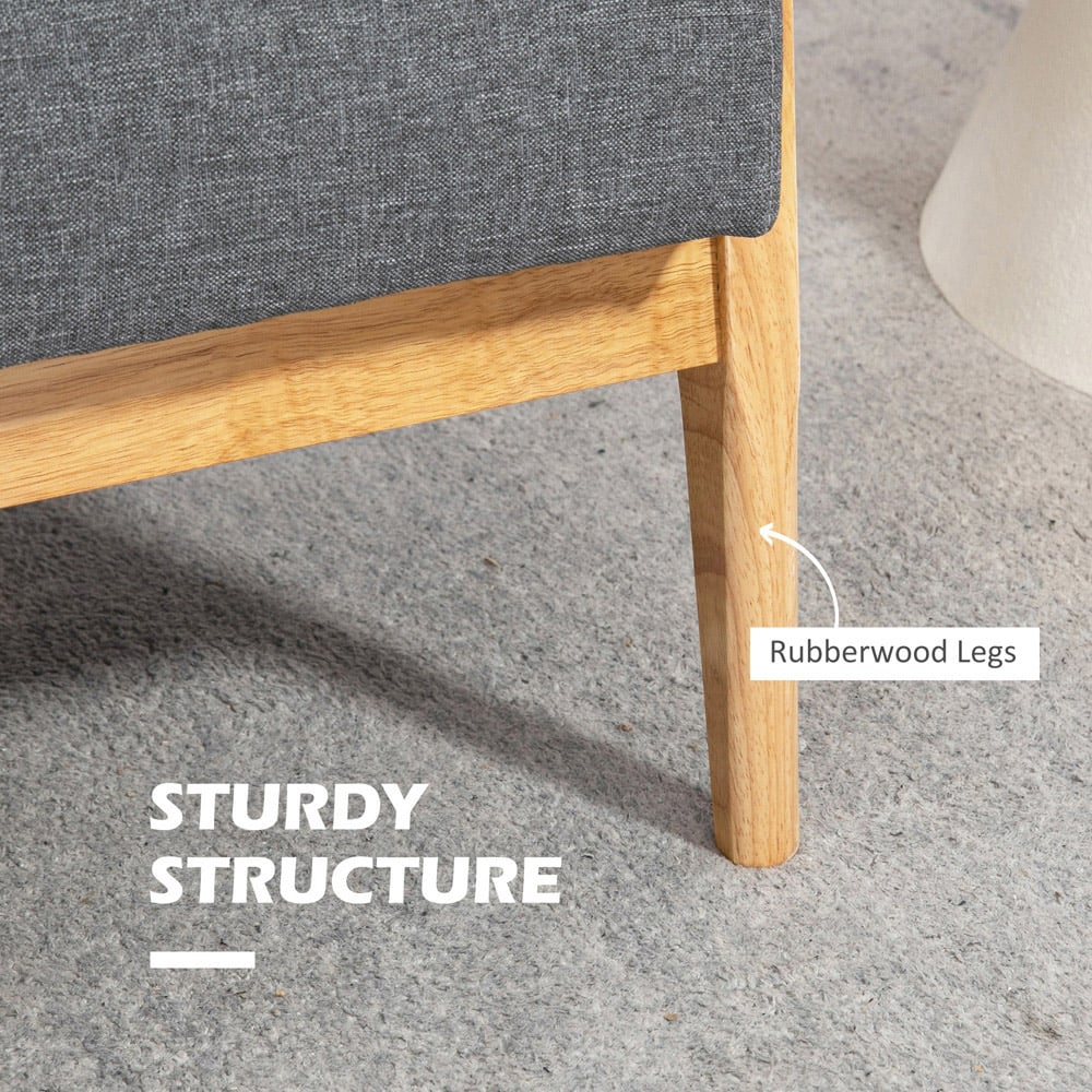 Portland 2 Seater Dark Grey Tufted Linen Sofa Image 5