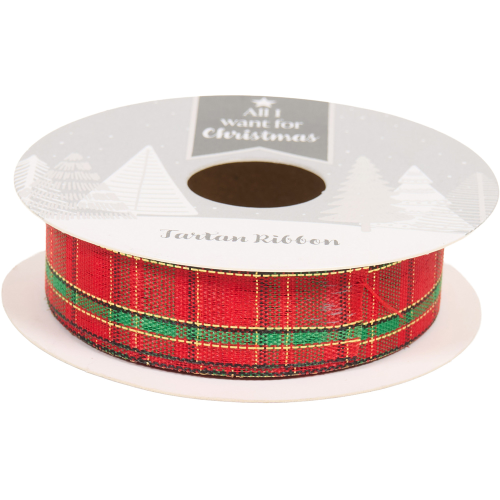 Deep Red and Tartan Ribbon Image 3