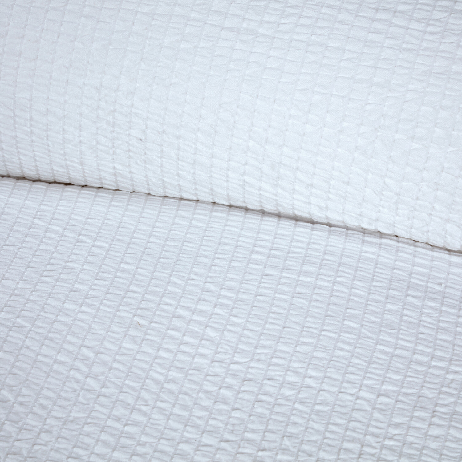 Seersucker Washable Duvet Set White Double Image 2