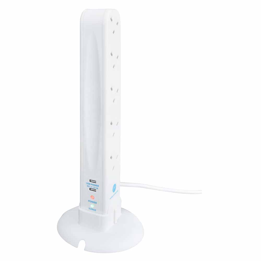 Wilko 10 Socket Extension Tower with USB Image 4