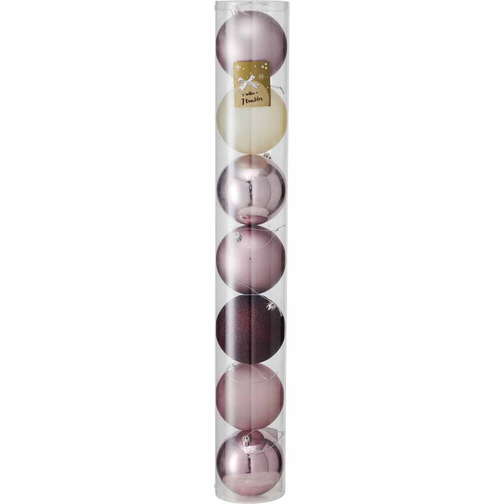 Wilko Cocktail Kisses Assorted Christmas Baubles 7 Pack Image 1