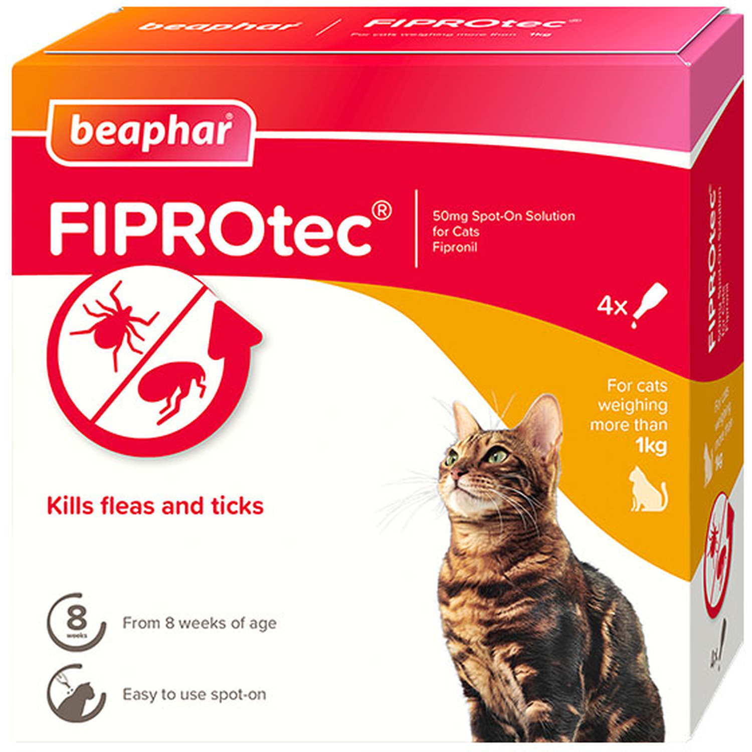 Beaphar Fiprotec Cat Flea Controller 4 Pipette Image