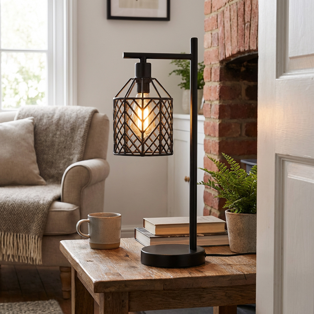 Industrial Weaved Table Lamp Image 5