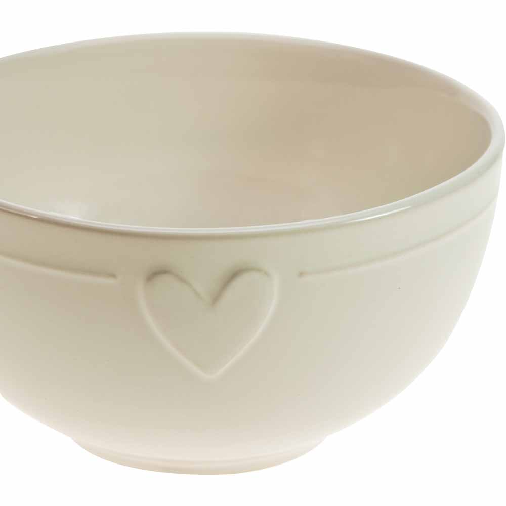 Wilko Cream Embossed Heart  Bowl Image 3