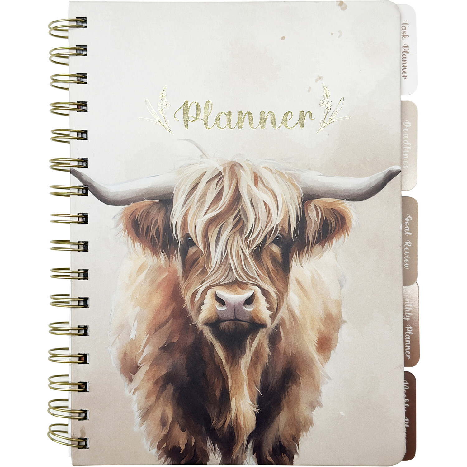 Highland Cow Planner A5 Cream Image 1