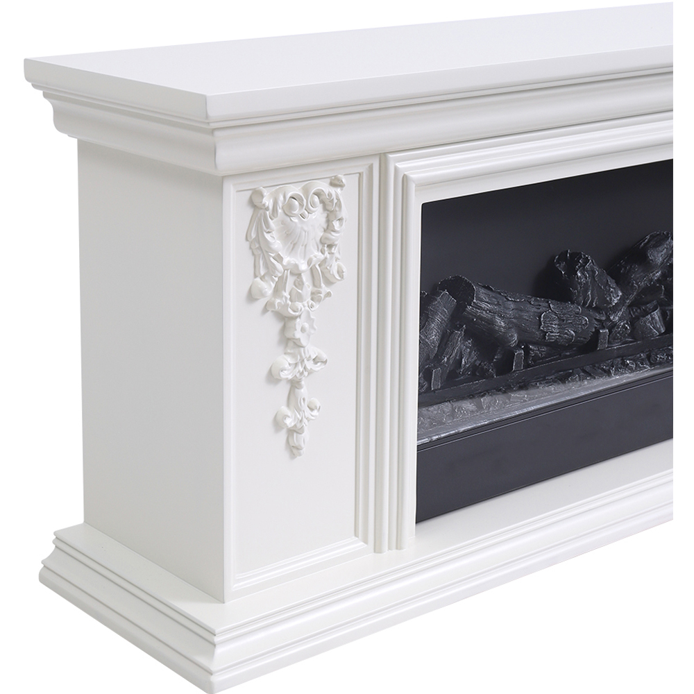 Living and Home 7 Flame Colour Natural Resin Carved TV Stand Electric Fireplace with Remote Image 3