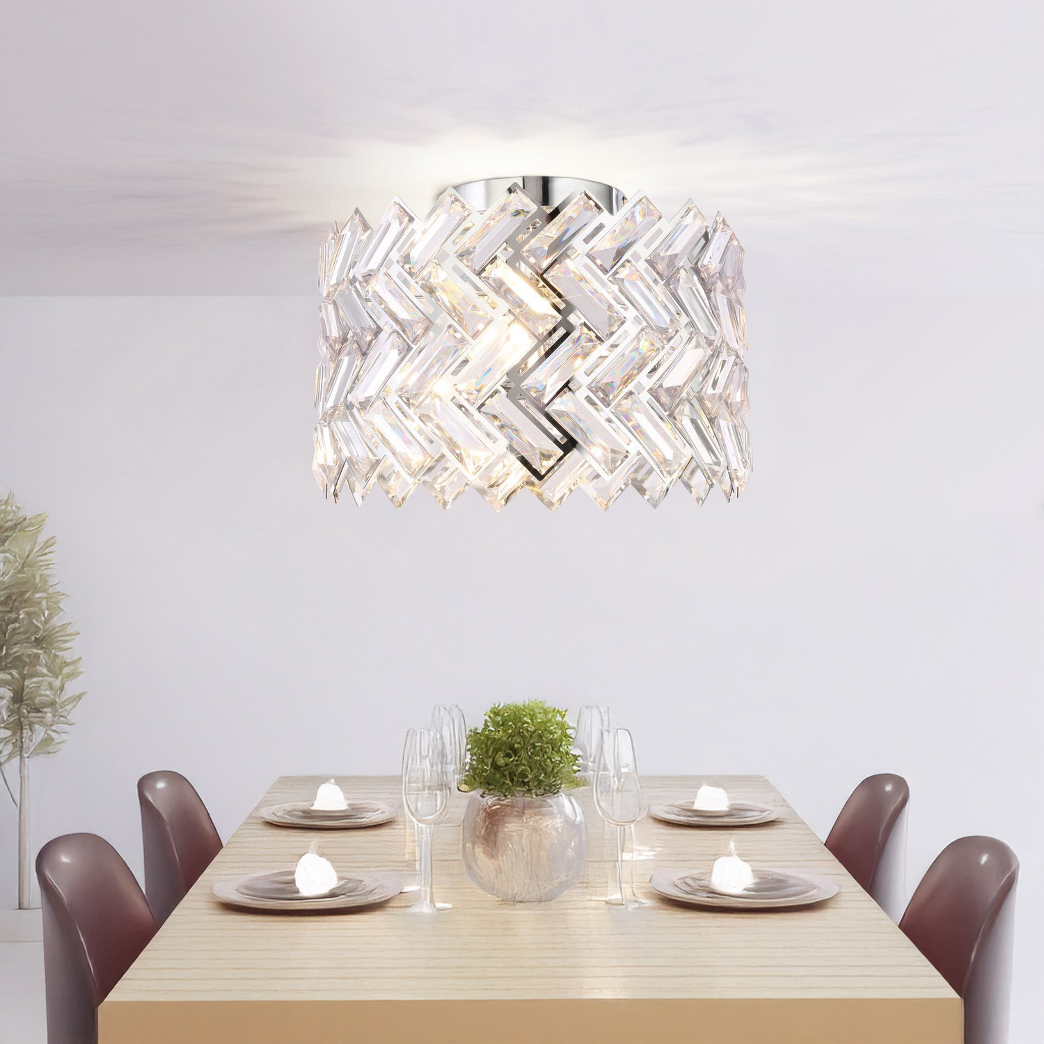 Eleanor Flush Ceiling Fitting Silver Image 2