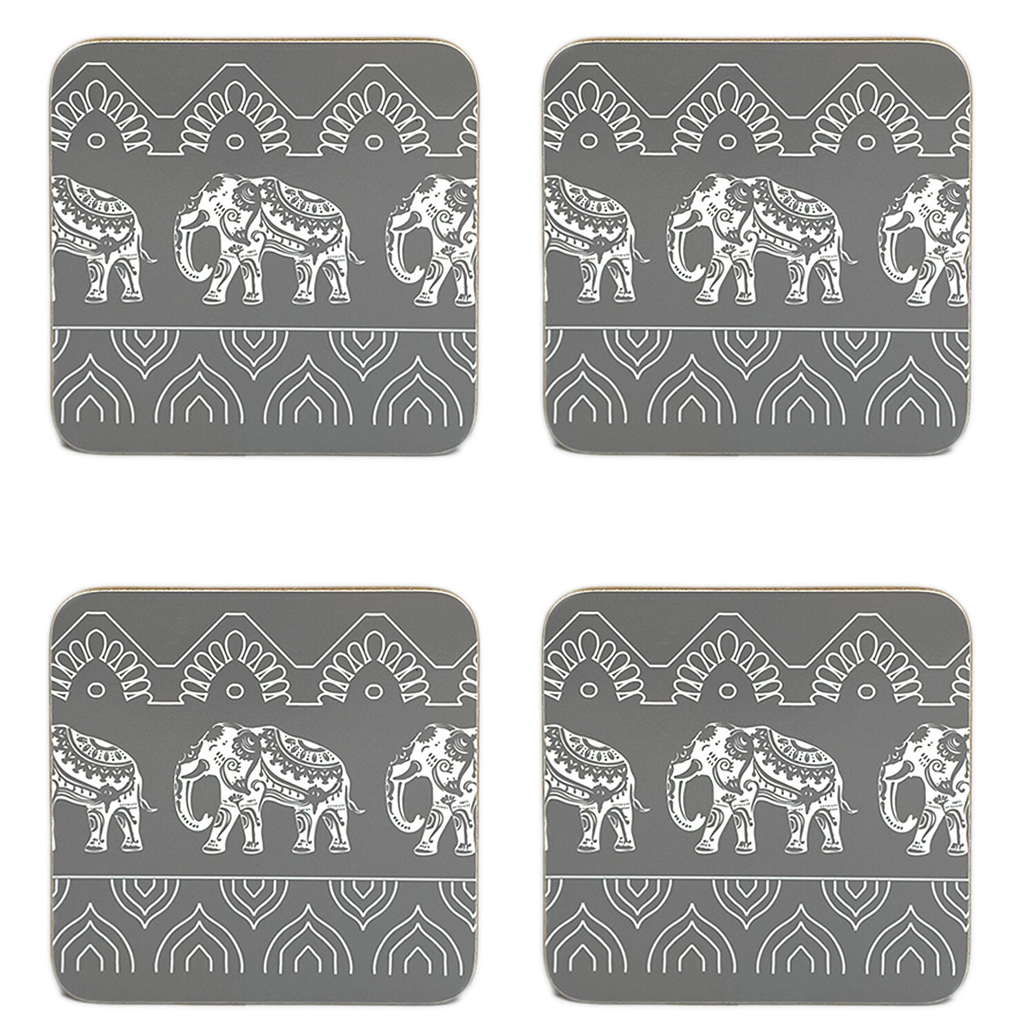 Set of Four Moroccan Elephant Coasters - Grey Image