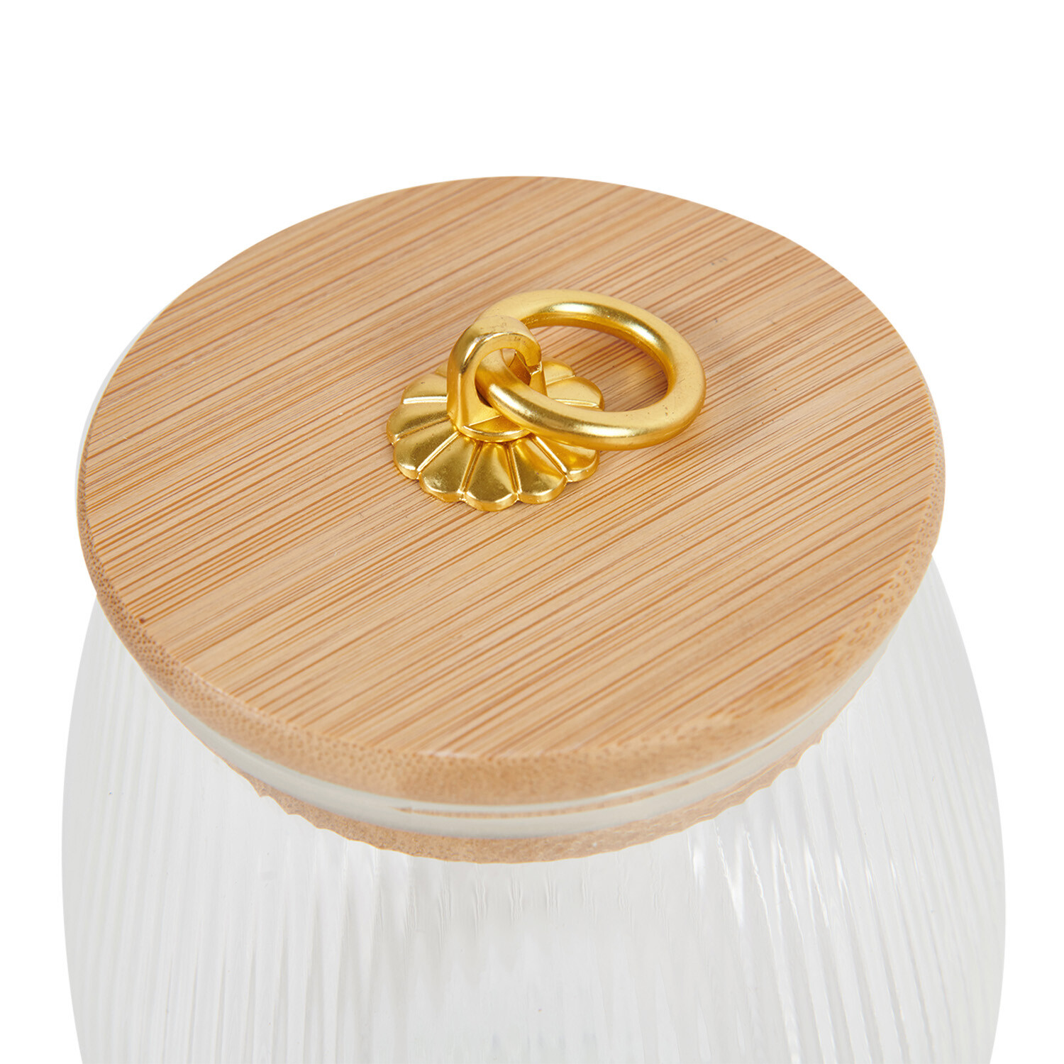 Gold Bamboo Lid Jar 750ml - Clear and Gold Image 3