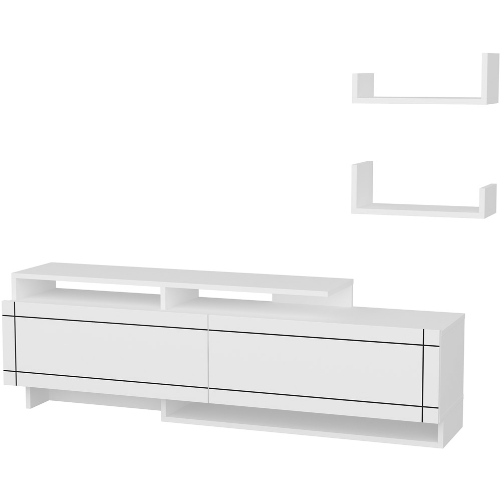 Decorotika Tamy 2 Door 2 Shelf White TV Unit Image 3