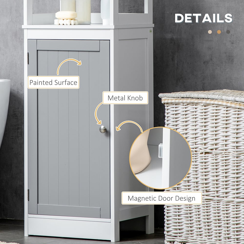 Kleankin Single Door White and Grey Tall Floor Cabinet Image 5