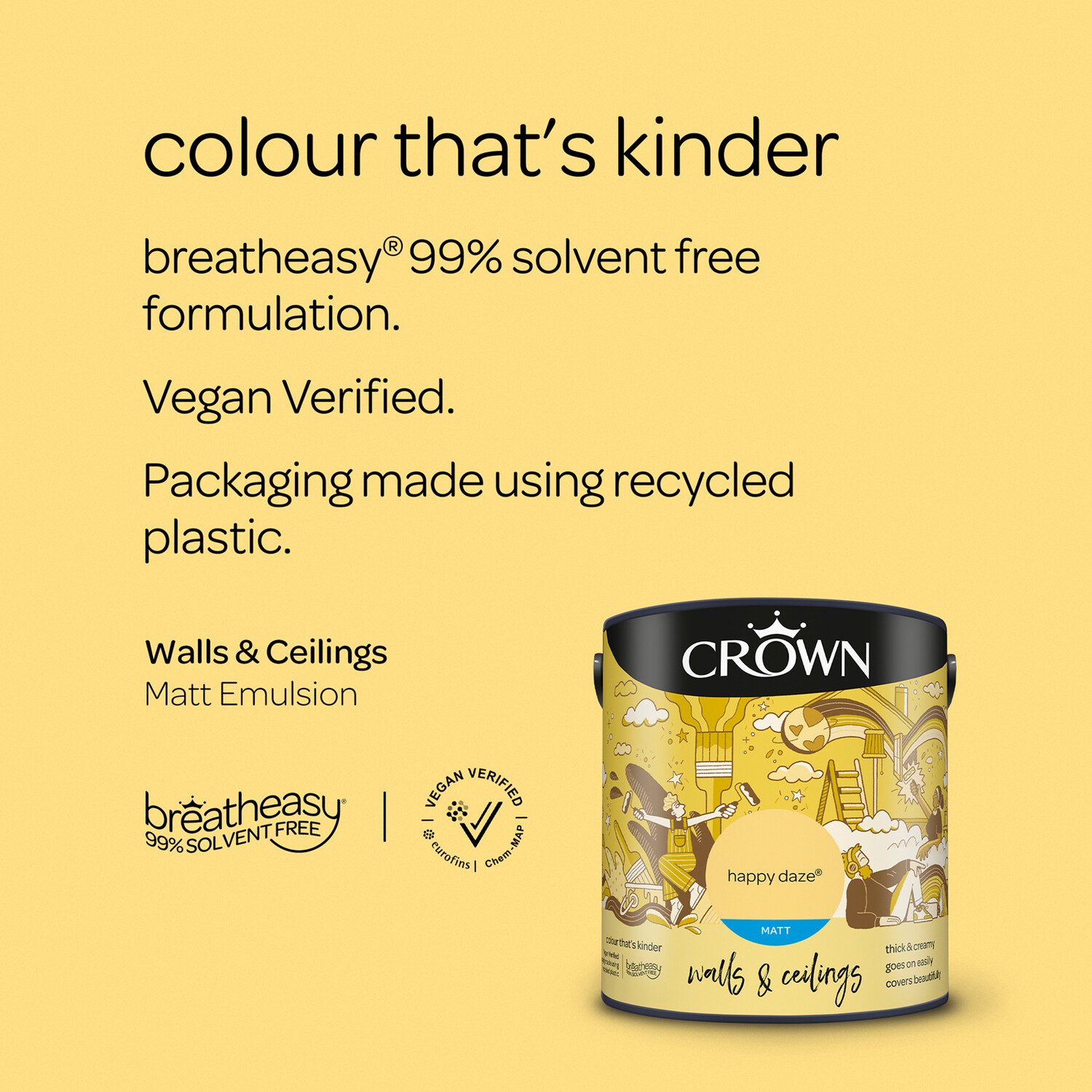 Crown Wall & Ceilings Happy Daze Matt Emulsion 2.5L Image 5