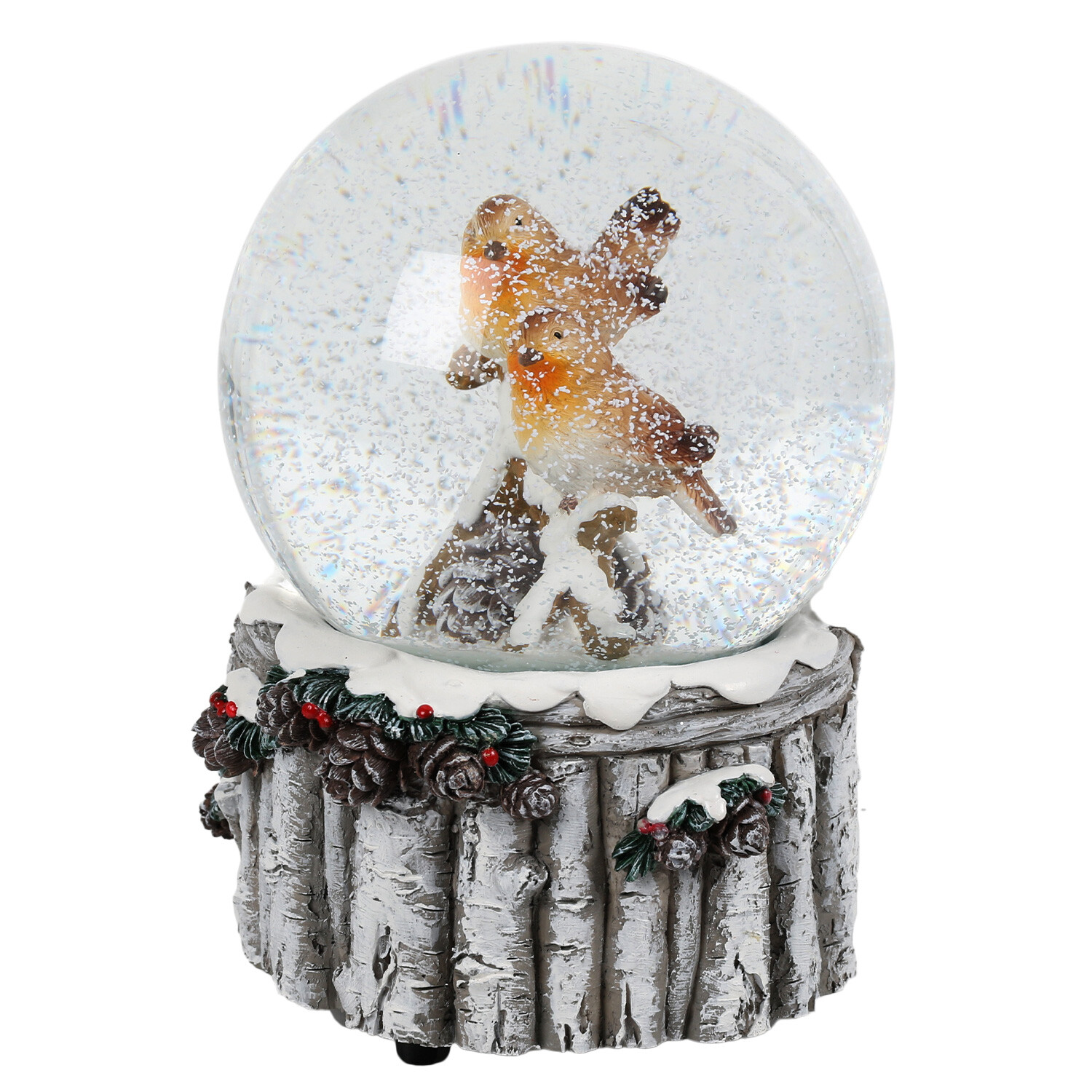 Musical Snowy Robin Snow Globe - White Image 2