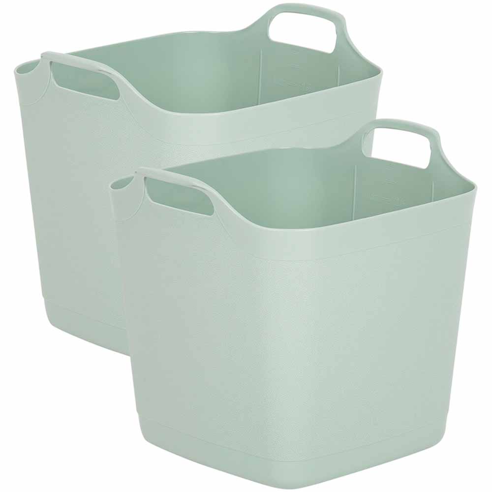 Wham Green 25L Flexi-Store Square Tub Set of 2 Plastic  - wilko