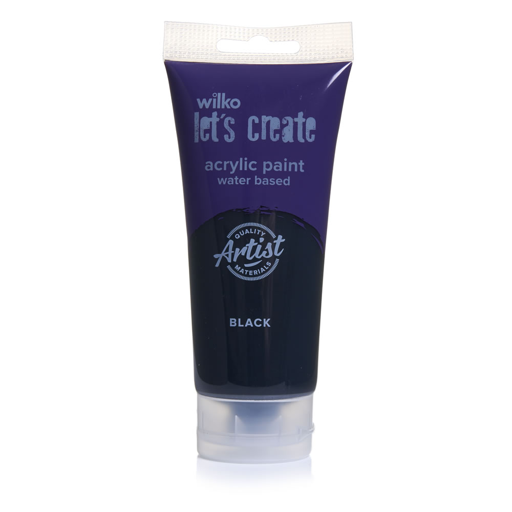 Wilko Let’s Create Black Water Based Acrylic Paint 200ml Wilko