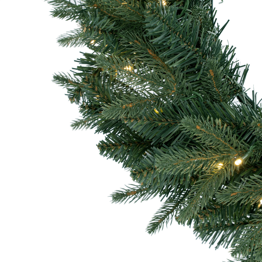 Festive Christmas Pre-Lit Green Wreath 60cm Image 3