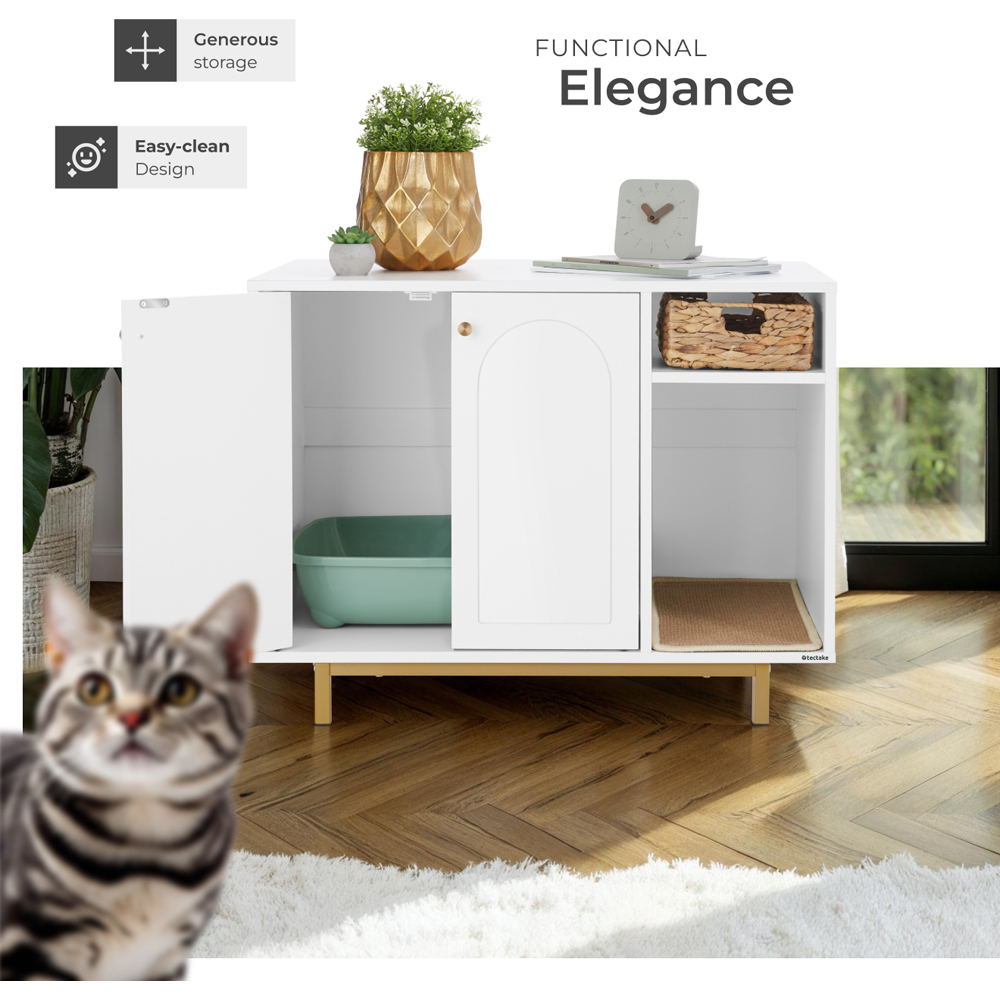 tectake Kalea 2 Door Cat Cupboard with Side Entrance and Scratching Mat Image 6