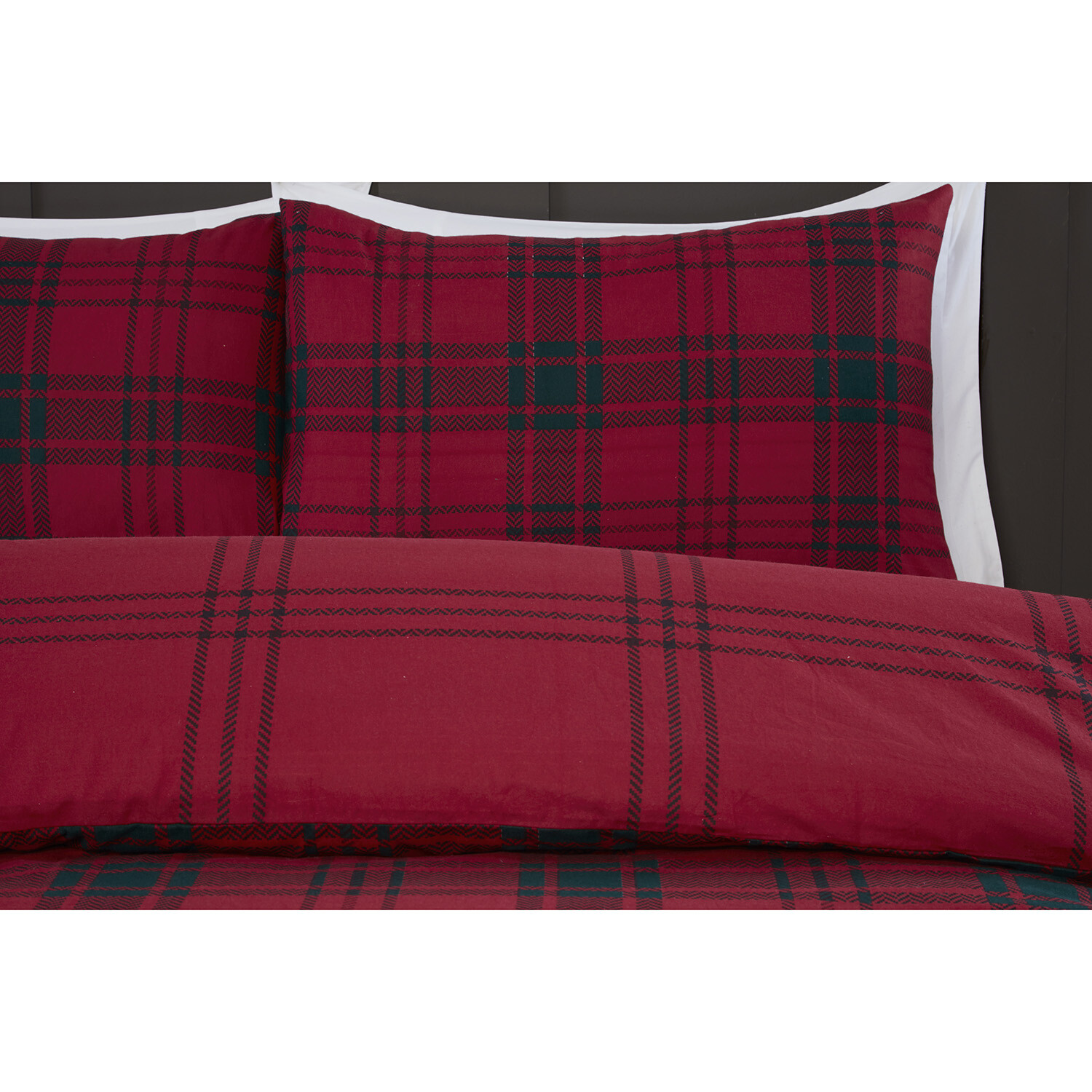 Kirkland Check Duvet Cover and Pillowcase Set - Red / Double Image 3