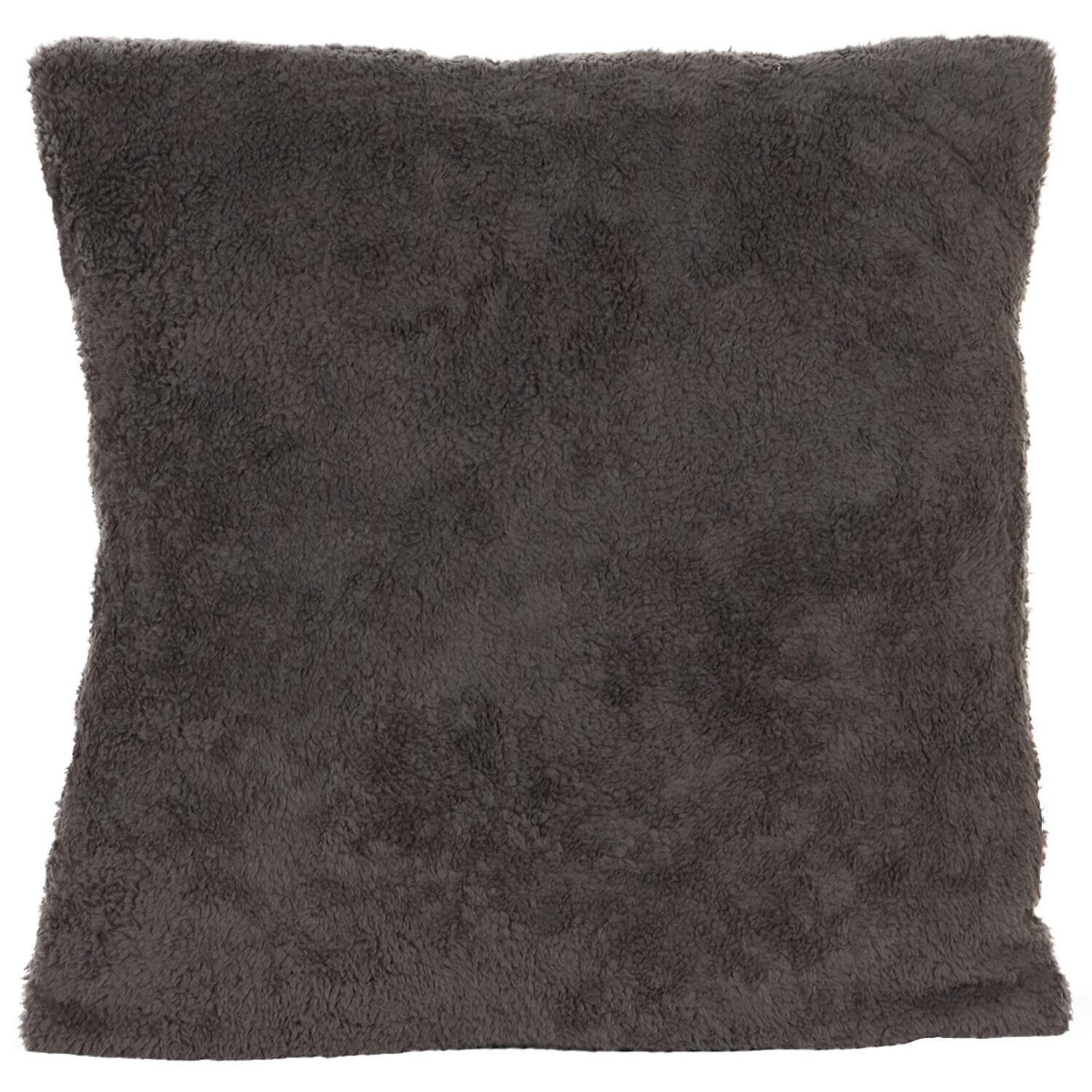 Plush Teddy Fleece Cushion - Charcoal Image 1