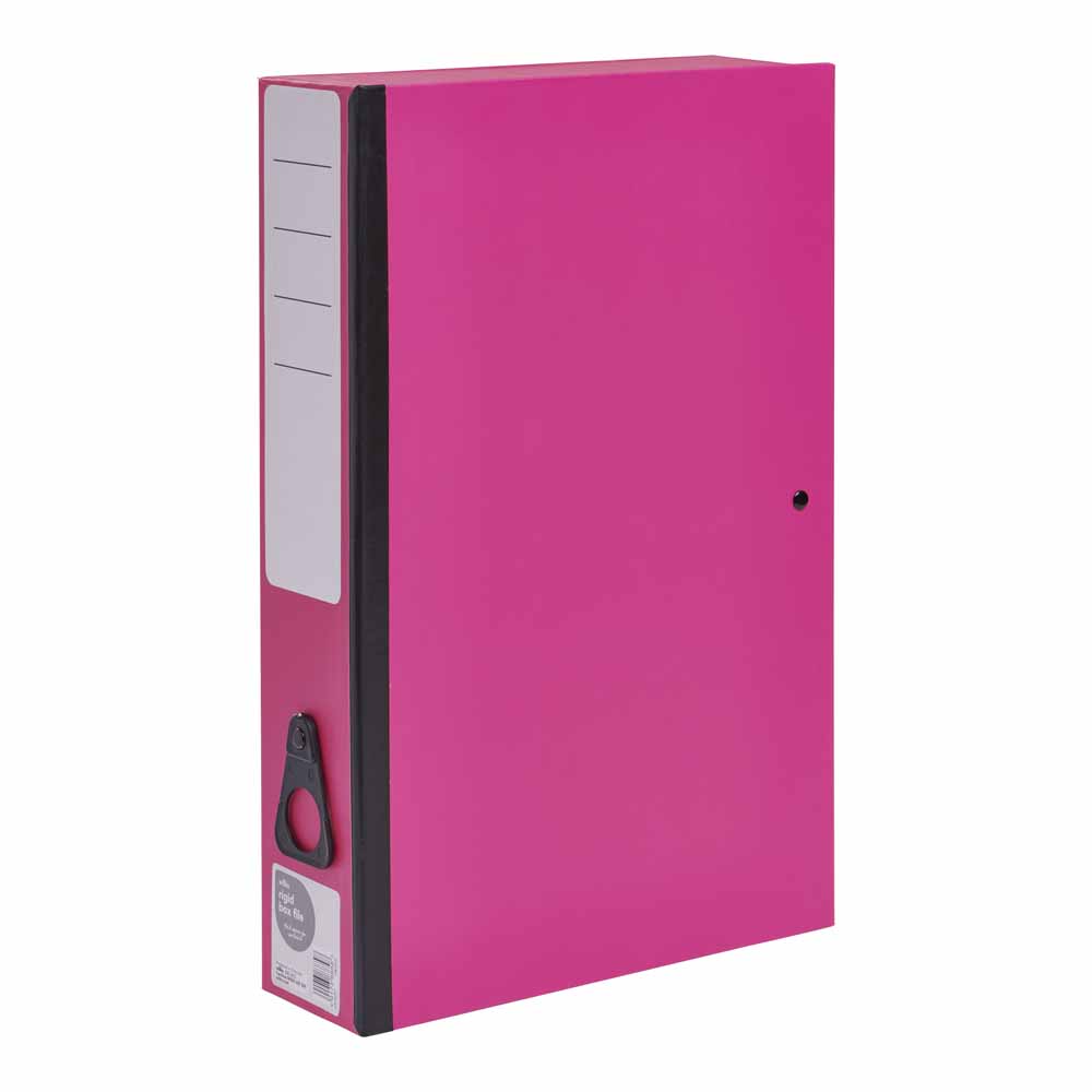 Wilko Foolscap Pink Rigid Box File Image
