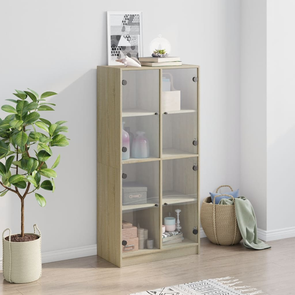 vidaXL 4 Glass Door Sonoma Oak Highboard Image 9