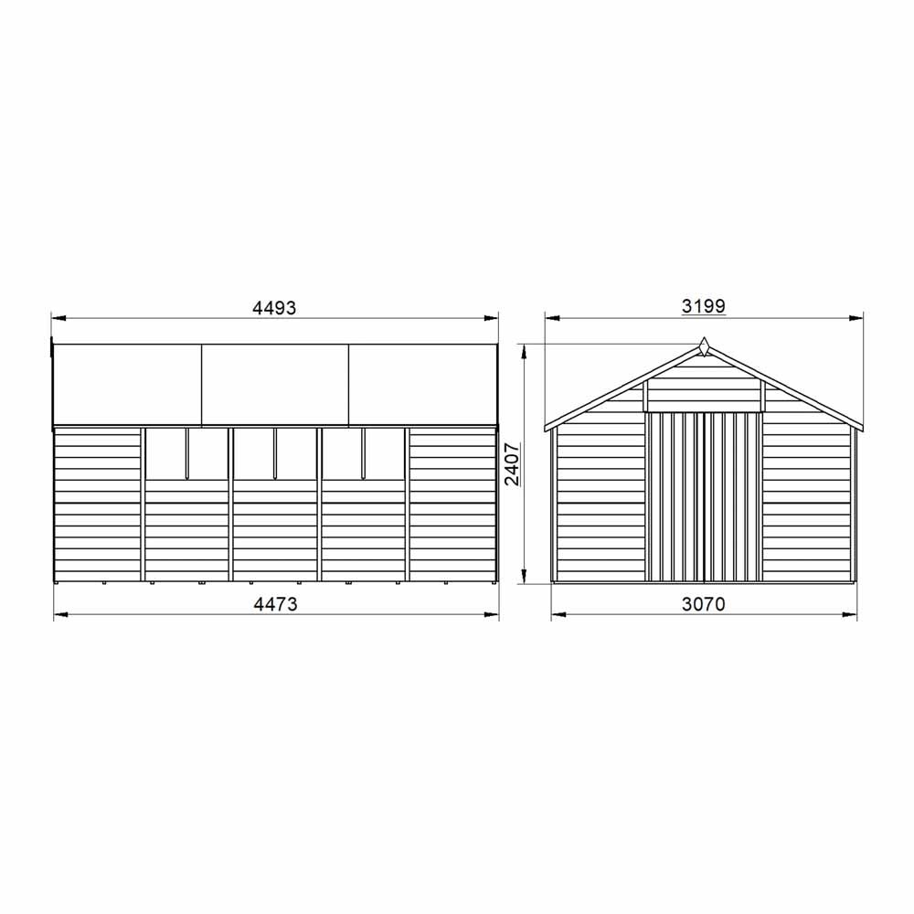 Forest Garden 10 x 15ft Double Door Overlap Pressure Treated Apex Shed Image 7