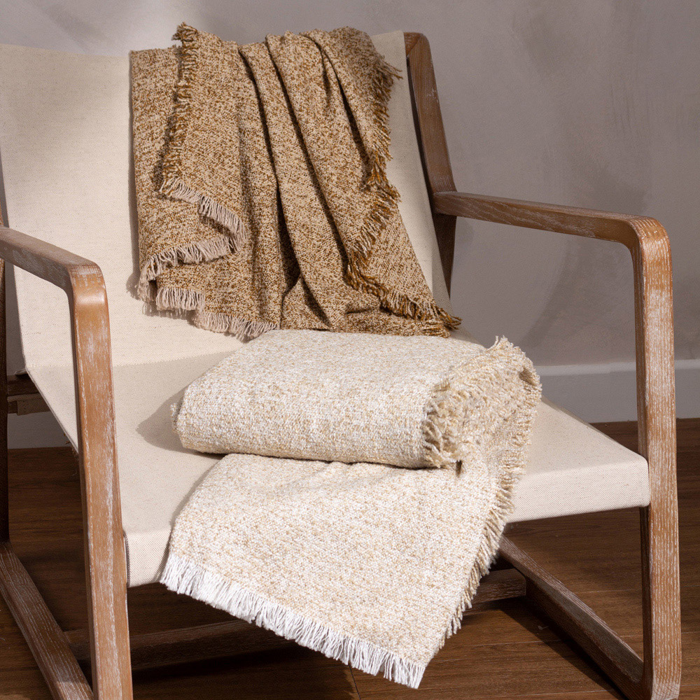 Yard Doze Biscuit Woven Fringed Throw 130 x 170cm Image 5