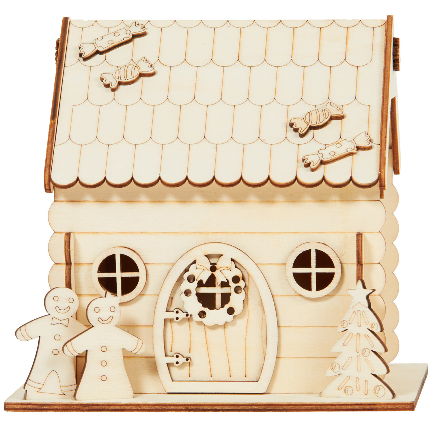 Wooden Gingerbread House - Natural Wood Image 2