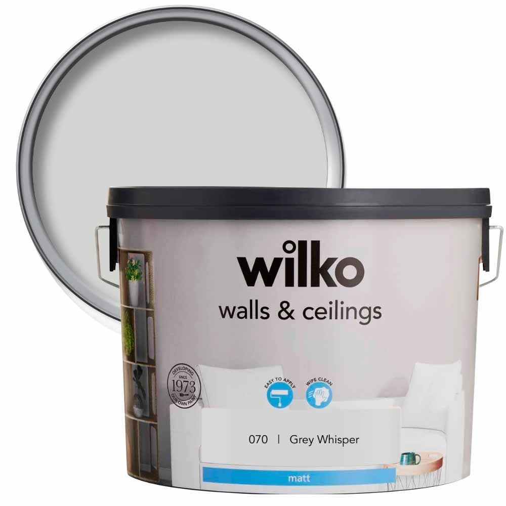 Wilko Walls & Ceilings Grey Whisper Matt Emulsion Paint 7.5L Image 1